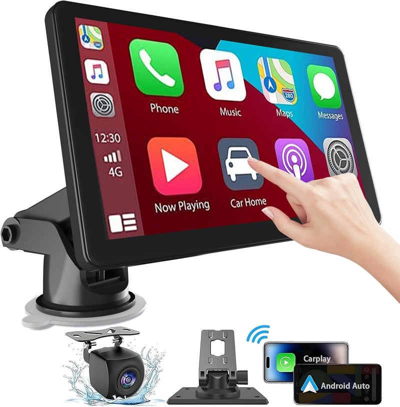 ITDULCET 7 Inch Carplay Screen for Car with Wireless Apple Carplay & Android Auto, GPS Navigation, Backup Camera, Mirror Link, Bluetooth, AUX, FM, Siri, Voice Control for All Vehicles - Image 1